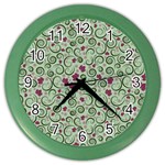 Swirls Foliage Leaves Green Color Wall Clock