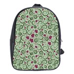 Swirls Foliage Leaves Green School Bag (XL)