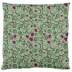 Swirls Foliage Leaves Green Large Premium Plush Fleece Cushion Case (One Side)