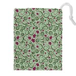 Swirls Foliage Leaves Green Drawstring Pouch (4XL)