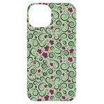 Swirls Foliage Leaves Green iPhone 14 Black UV Print Case