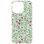 Swirls Foliage Leaves Green iPhone 15 Pro Max Black UV Print PC Hardshell Case