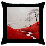 Trees Forest Path Throw Pillow Case (Black)