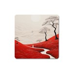 Trees Forest Path Square Magnet