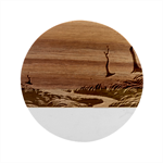 Trees Forest Path Marble Wood Coaster (Round)