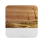 Trees Forest Path Marble Wood Coaster (Square)