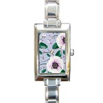 Flowers Petals Blossom Flora Rectangle Italian Charm Watch