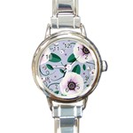 Flowers Petals Blossom Flora Round Italian Charm Watch