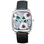 Flowers Petals Blossom Flora Square Metal Watch