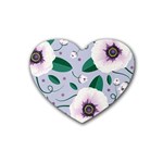 Flowers Petals Blossom Flora Rubber Coaster (Heart)