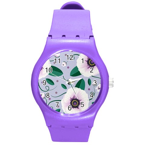 Flowers Petals Blossom Flora Round Plastic Sport Watch (M) from ArtsNow.com Front