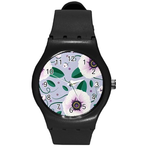 Flowers Petals Blossom Flora Round Plastic Sport Watch (M) from ArtsNow.com Front