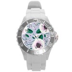 Flowers Petals Blossom Flora Round Plastic Sport Watch (L)