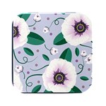 Flowers Petals Blossom Flora Square Metal Box (Black)