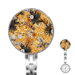 Leaf Yellow Point Flower White Stainless Steel Nurses Watch