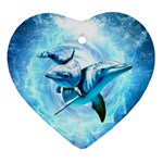 Dolphin Blue Sea Fantasy Ornament (Heart)