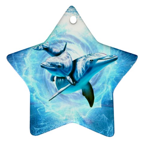 Dolphin Blue Sea Fantasy Ornament (Star) from ArtsNow.com Front