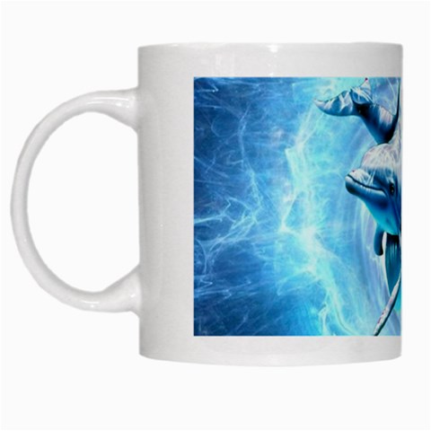 Dolphin Blue Sea Fantasy White Mug from ArtsNow.com Left