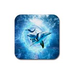 Dolphin Blue Sea Fantasy Rubber Coaster (Square)