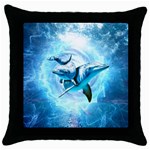 Dolphin Blue Sea Fantasy Throw Pillow Case (Black)