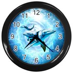 Dolphin Blue Sea Fantasy Wall Clock (Black)