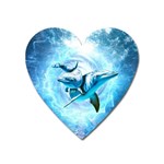 Dolphin Blue Sea Fantasy Heart Magnet