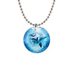 Dolphin Blue Sea Fantasy 1  Button Necklace