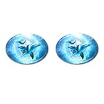 Dolphin Blue Sea Fantasy Cufflinks (Oval)