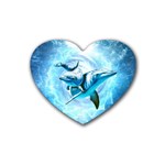 Dolphin Blue Sea Fantasy Rubber Coaster (Heart)