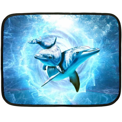 Dolphin Blue Sea Fantasy Fleece Blanket (Mini) from ArtsNow.com 35 x27  Blanket