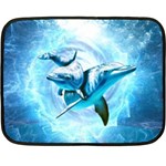 Dolphin Blue Sea Fantasy Fleece Blanket (Mini)