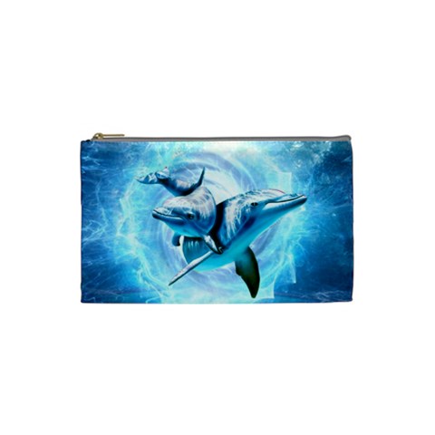 Dolphin Blue Sea Fantasy Cosmetic Bag (Small) from ArtsNow.com Front