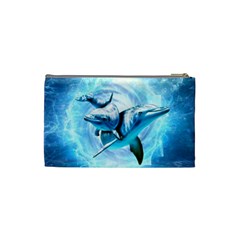 Dolphin Blue Sea Fantasy Cosmetic Bag (Small) from ArtsNow.com Back