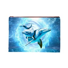 Dolphin Blue Sea Fantasy Cosmetic Bag (Large) from ArtsNow.com Front