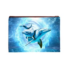 Dolphin Blue Sea Fantasy Cosmetic Bag (Large) from ArtsNow.com Back