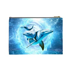 Dolphin Blue Sea Fantasy Cosmetic Bag (Large) from ArtsNow.com Back