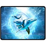 Dolphin Blue Sea Fantasy Fleece Blanket (Large)