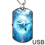 Dolphin Blue Sea Fantasy Dog Tag USB Flash (One Side)