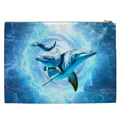 Dolphin Blue Sea Fantasy Cosmetic Bag (XXL) from ArtsNow.com Back