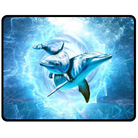 Dolphin Blue Sea Fantasy Two Sides Fleece Blanket (Medium) from ArtsNow.com 58.8 x47.4  Blanket Front