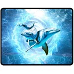 Dolphin Blue Sea Fantasy Two Sides Fleece Blanket (Medium)