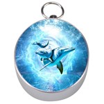 Dolphin Blue Sea Fantasy Silver Compasses