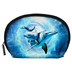 Dolphin Blue Sea Fantasy Accessory Pouch (Large) from ArtsNow.com Front