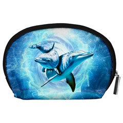 Dolphin Blue Sea Fantasy Accessory Pouch (Large) from ArtsNow.com Back