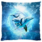 Dolphin Blue Sea Fantasy Standard Premium Plush Fleece Cushion Case (One Side)