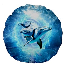 Dolphin Blue Sea Fantasy Large 18  Premium Flano Round Cushions from ArtsNow.com Front