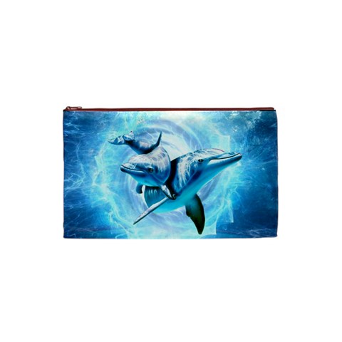 Dolphin Blue Sea Fantasy Cosmetic Bag (XS) from ArtsNow.com Front