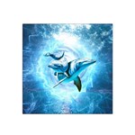 Dolphin Blue Sea Fantasy Satin Bandana Scarf 22  x 22 