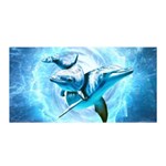 Dolphin Blue Sea Fantasy Satin Wrap 35  x 70 