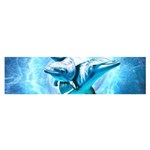 Dolphin Blue Sea Fantasy Oblong Satin Scarf (16  x 60 )